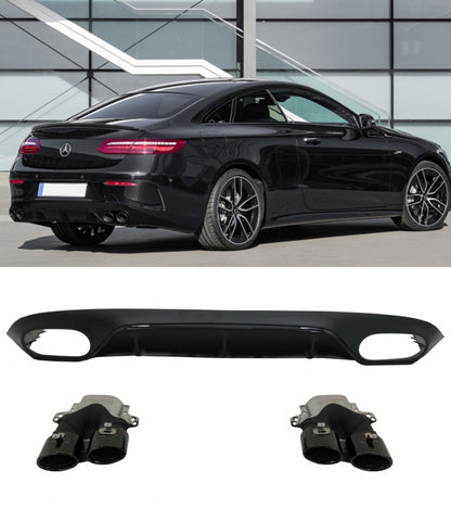 MERCEDES CLASSE E C238 A238 2016+ DIFFUSORE POSTERIORE ABS TERMINALI NERI AMG
