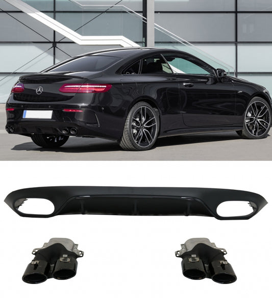 MERCEDES E-CLASS C238 A238 2016+ REAR DIFFUSER ABS BLACK TIPPER AMG