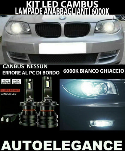 BMW SERIE 1 E87 E81 LAMPADE ANABBAGLIANTI LED 16.000LUMEN CAMBUS 0032 AUTOELEGANCERICAMBI