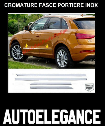 CROMATURA FASCE LATERALI PORTIERE AUDI Q3 8U 2011-2018 ACCIAIO INOX ADESIVO 0032 AUTOELEGANCERICAMBI