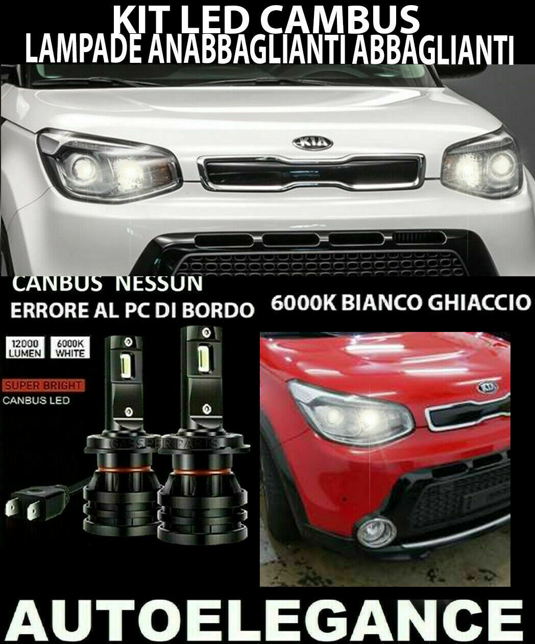 KIA SOUL II LENTICULAR HEADLIGHT LOW BEAM HIGH BEAM LED 16.000LM CAMBUS 0032