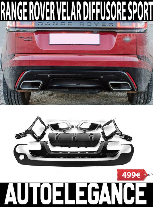 RANGE ROVER VELAR DIFFUSORE NERO POSTERIORE ABS TERMINALI INOX CROMATO