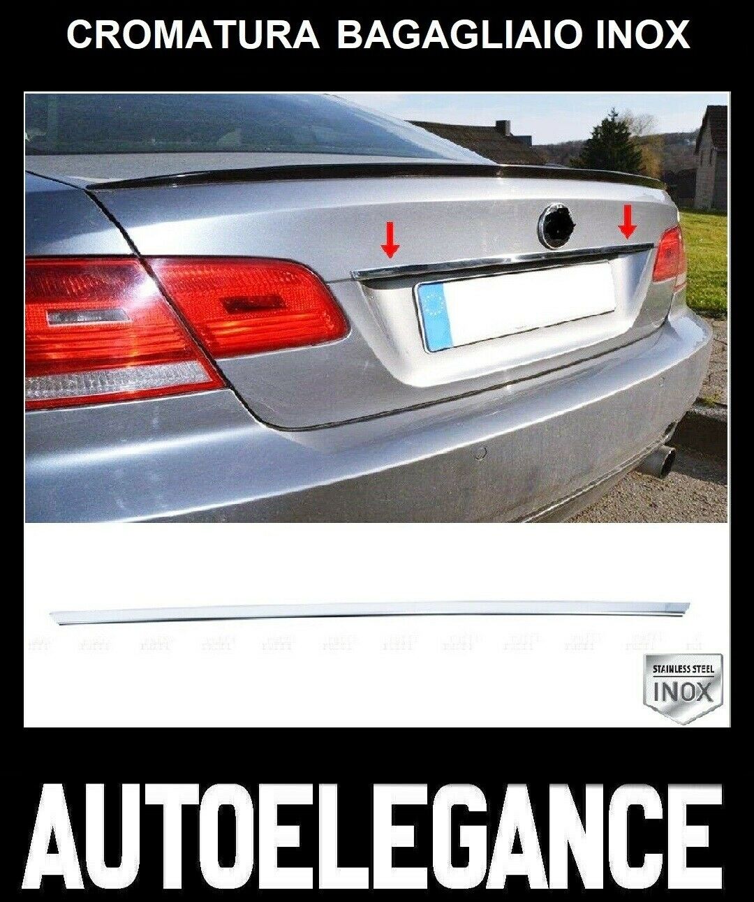 CROMATURA BAGAGLIAIO BMW 3 ER E92 E93 2004-2013 ACCIAIO INOX ADESIVO 0032 AUTOELEGANCERICAMBI