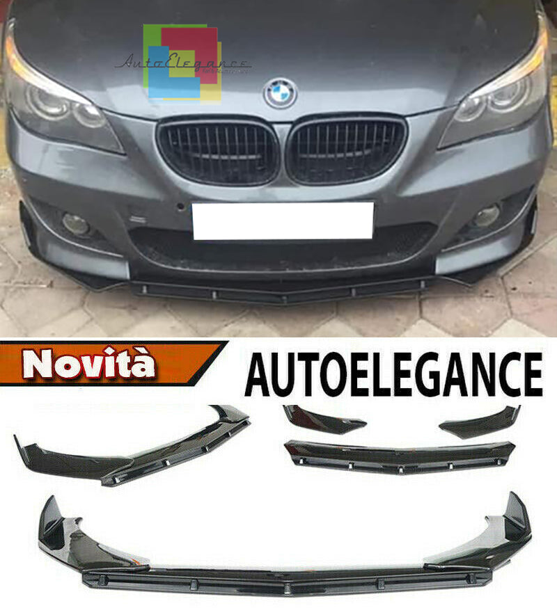 BMW SERIE 5 E60 E61 SPLITTER SOTTO PARAURTI ANTERIORE NERO LUCIDO LOOK RS AUTOELEGANCERICAMBI