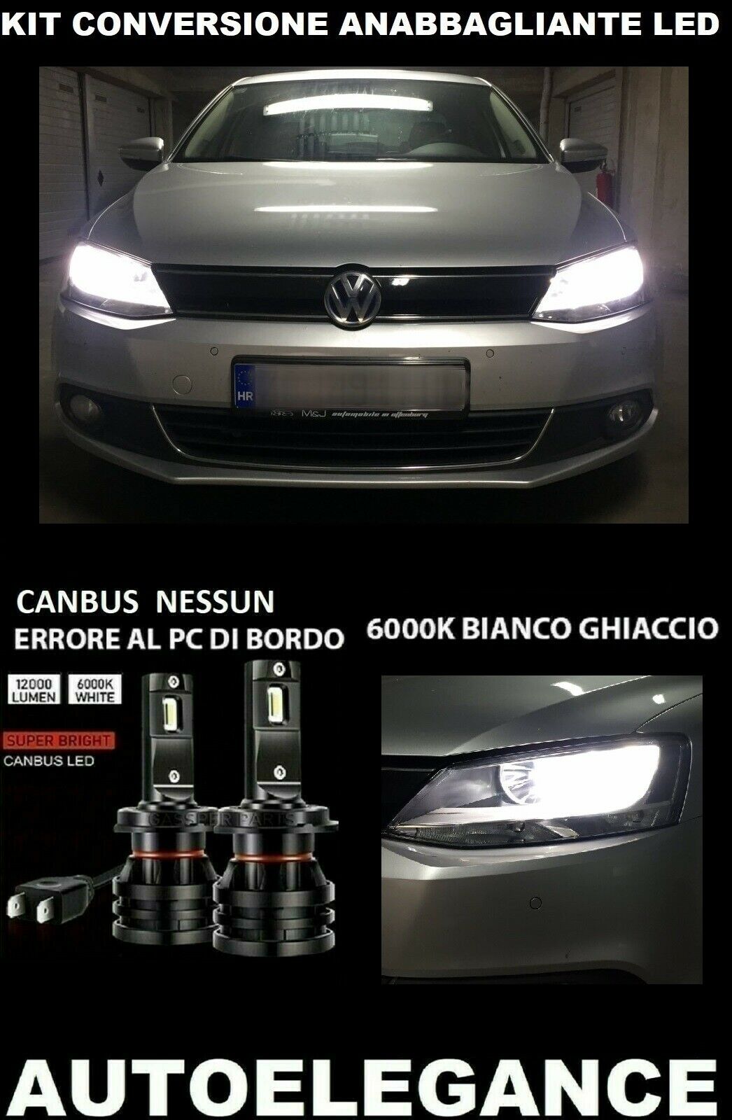 VW JETTA HYBRID LED LOW BEAM HEADLIGHTS 16000LM CAMBUS 0032