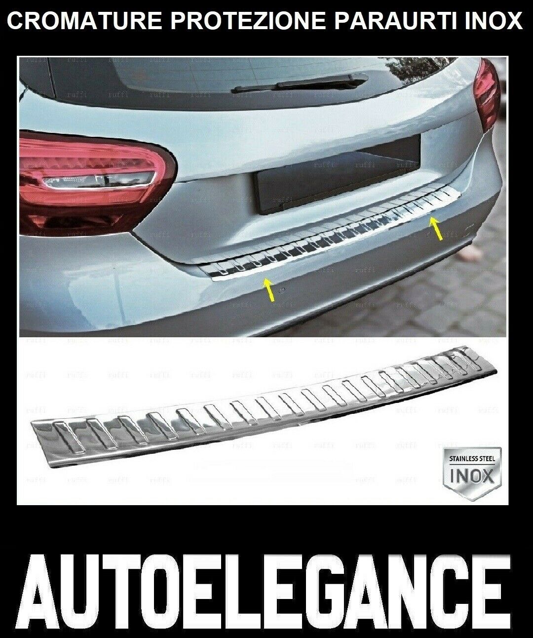 CROMATURA PROTEZIONE PARAURTI POST. MERCEDES A W176 2012-2018 INOX ADESIVO 0032 AUTOELEGANCERICAMBI