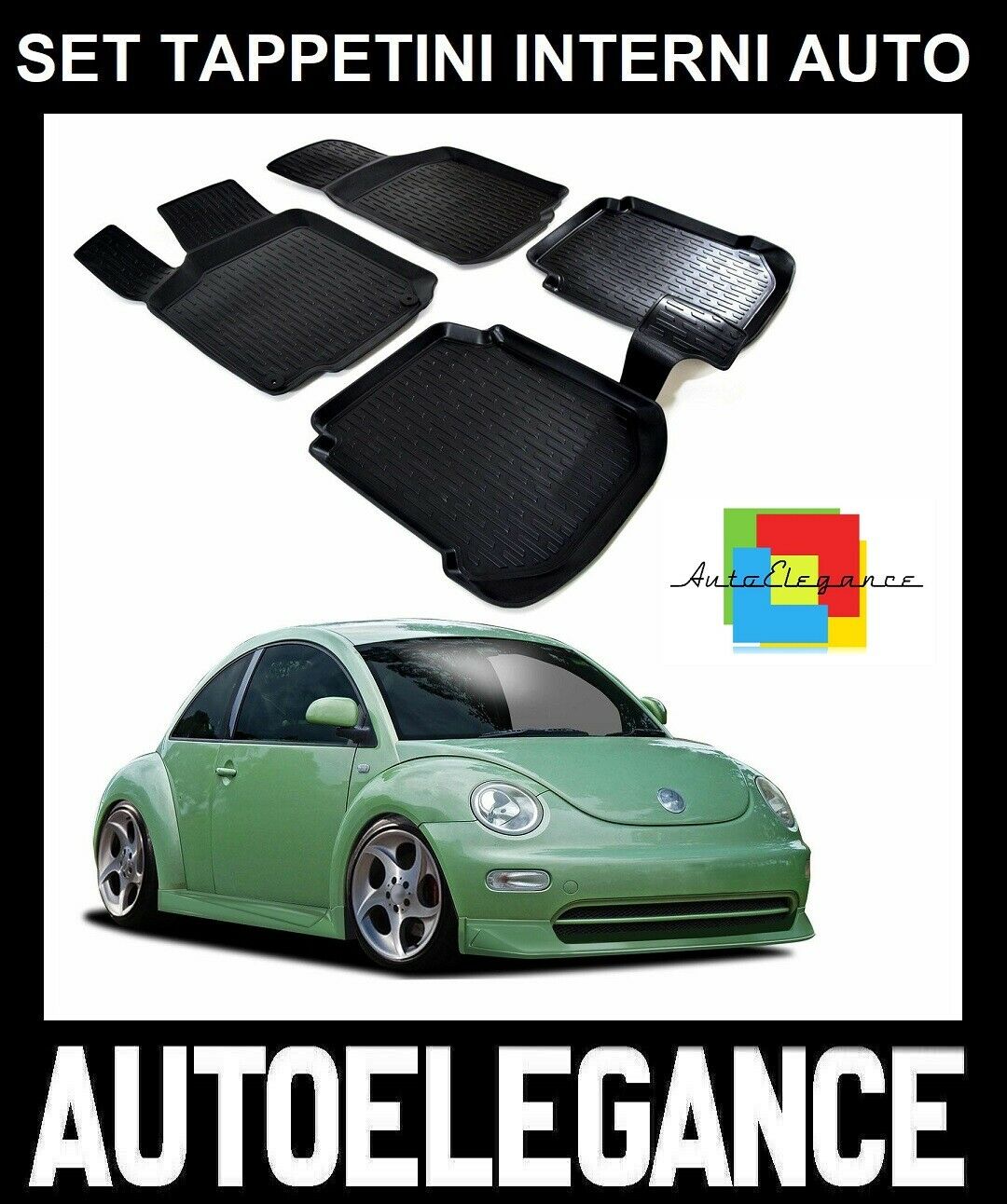 SET OF CUSTOM RUBBER CAR INTERIOR MATS VW BEETLE 1998-2010 0032