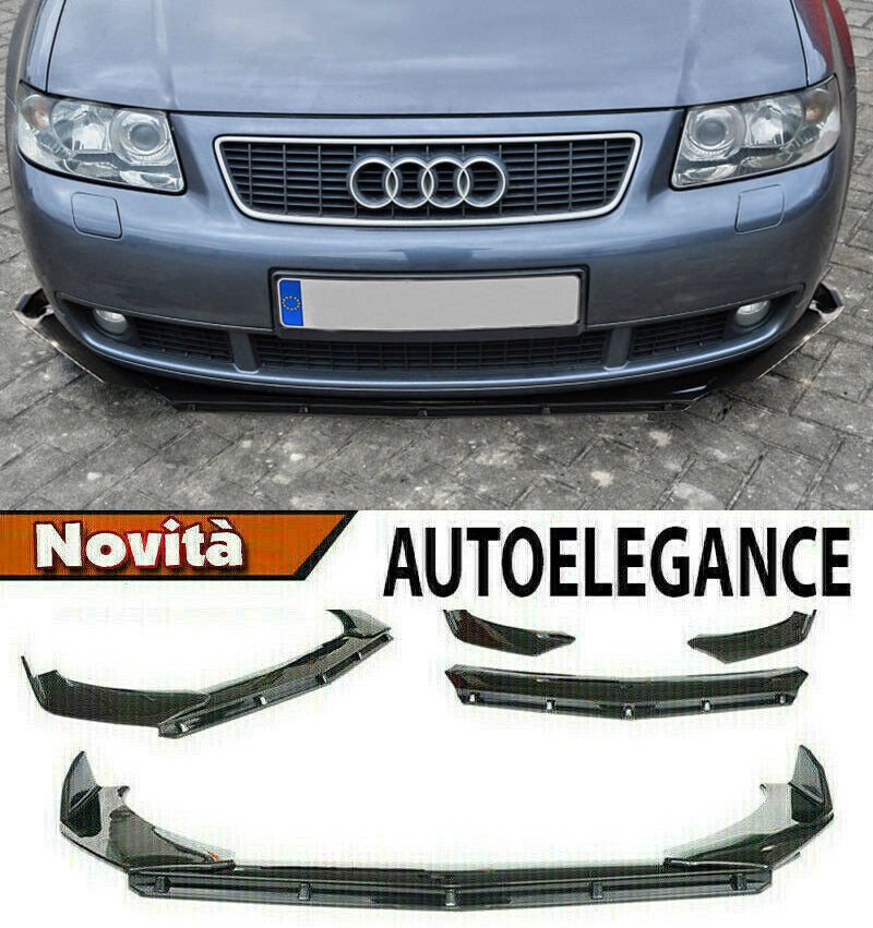 AUDI A3 8L 1996-2006 SPLITTER SOTTO PARAURTI ANTERIORE NERO LUCIDO LOOK RS AUTOELEGANCERICAMBI