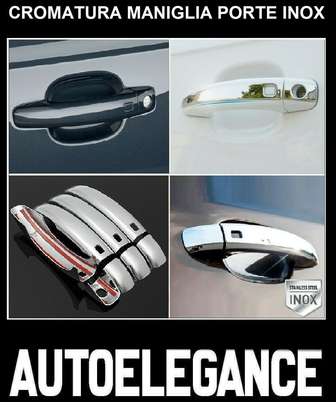 CROMATURA MANIGLIE 4 PORTE AUDI A8 4H 2009-2017 ACCIAIO INOX ADESIVO 0032 AUTOELEGANCERICAMBI