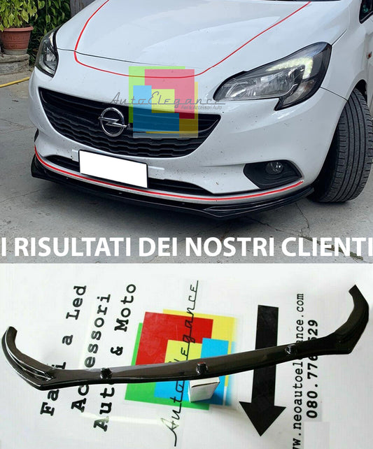 OPEL CORSA E 2014+ SOTTO PARAURTI ANTERIORE ABS NERO LUCIDO LIP SPLITTER ABS