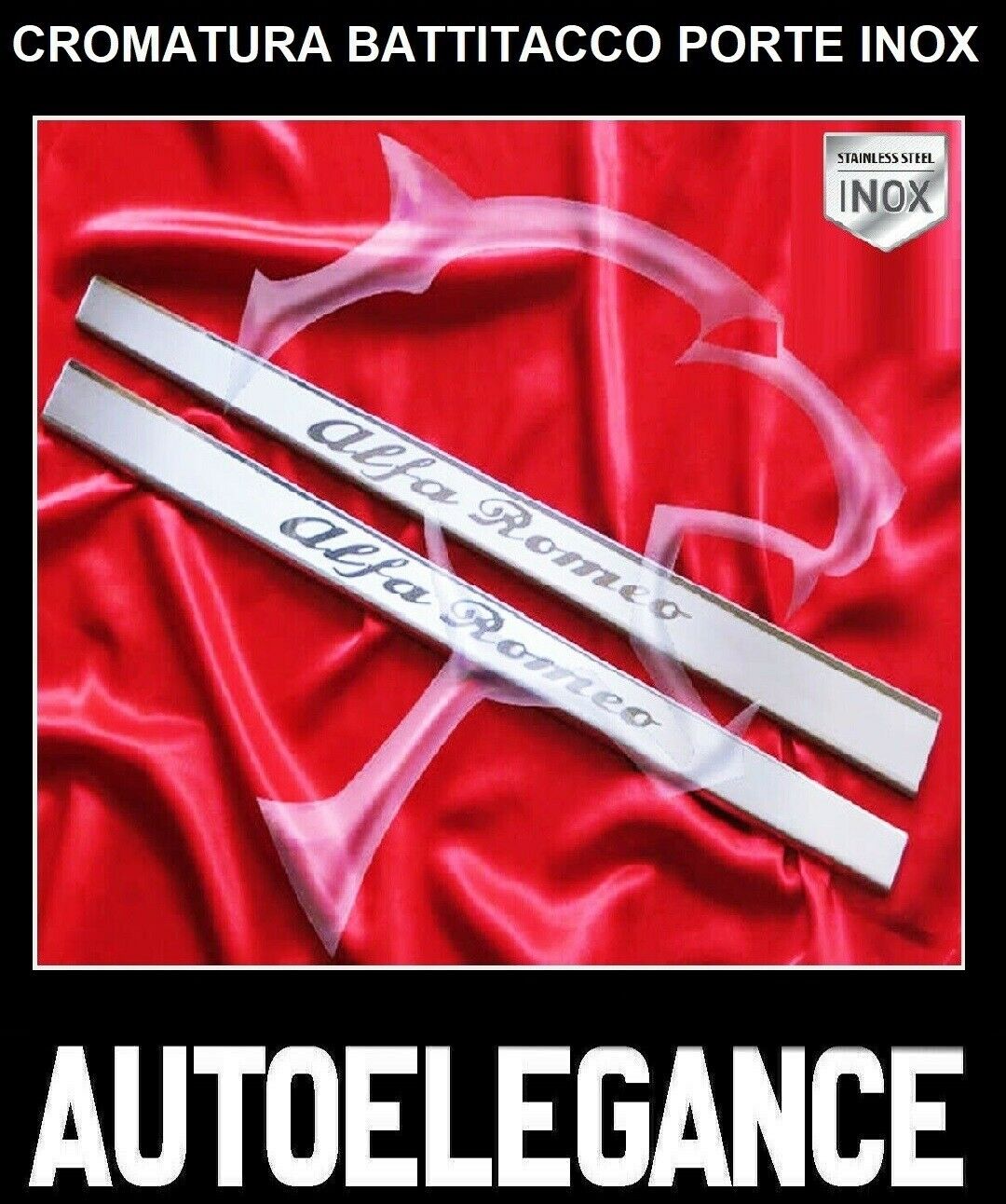 CROMATURA BATTITACCO PORTE ALFA ROMEO 156 1997+ ACCIAIO INOX ADESIVO 0032 AUTOELEGANCERICAMBI