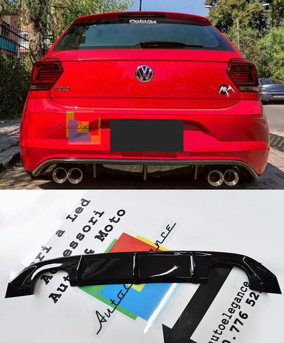 DIFFUSORE ABS LOOK RLINE PER VW POLO AW1 2017+ SOTTO PARAURTI POSTERIORE