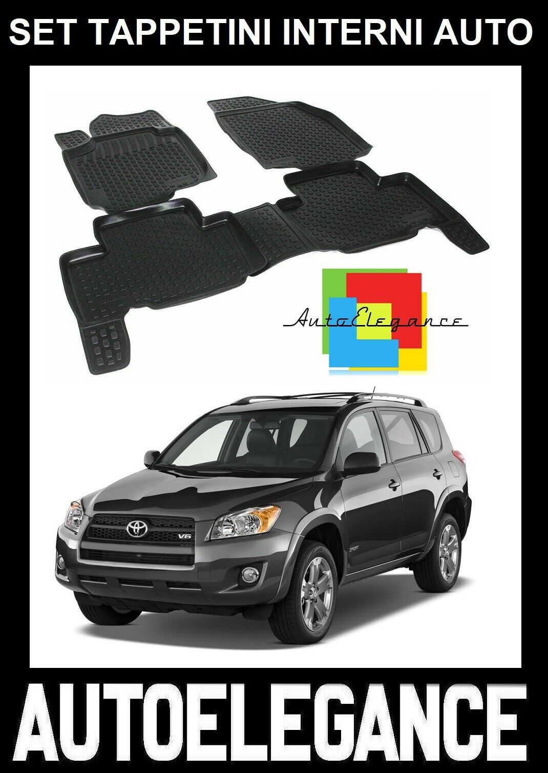 SET OF CUSTOM RUBBER CAR INTERIOR MATS TOYOTA RAV 4 III 2006-2012 -AT-