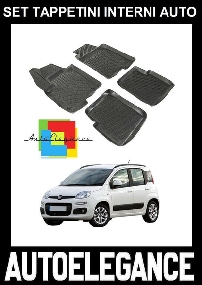 SET OF CUSTOM RUBBER CAR INTERIOR MATS FOR FIAT PANDA III 2012+ -AT-