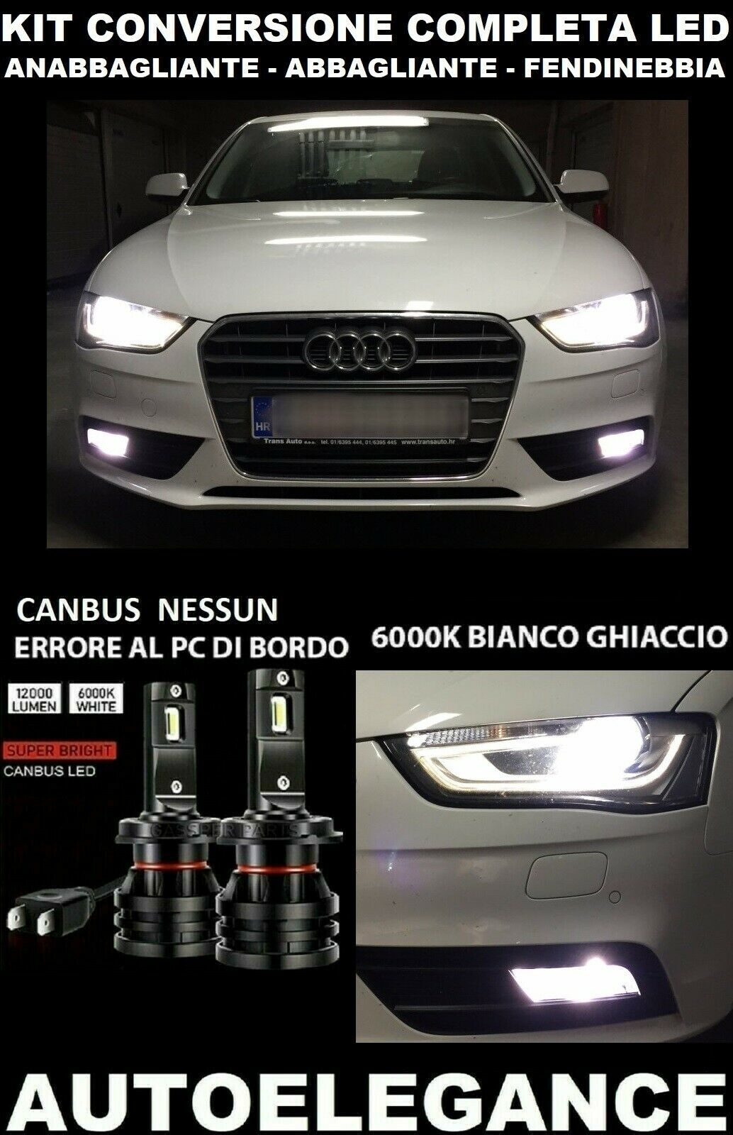 AUDI A4 B8.5 ANABBAGLIANTE ABBAGLIANTE FENDINEBBIA LED 16.000LM CAMBUS - AT 0032 AUTOELEGANCERICAMBI