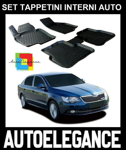 SET OF CAR INTERIOR RUBBER MATS MADE TO MEASURE SKODA SUPERB 2008-2015 0032