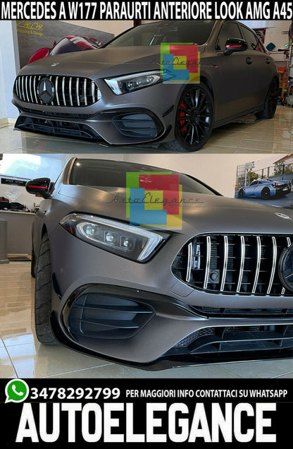 FRONT BUMPER MERCEDES A-CLASS W177 2018+ AMG A45 LOOK WITH SATIN GRILLE