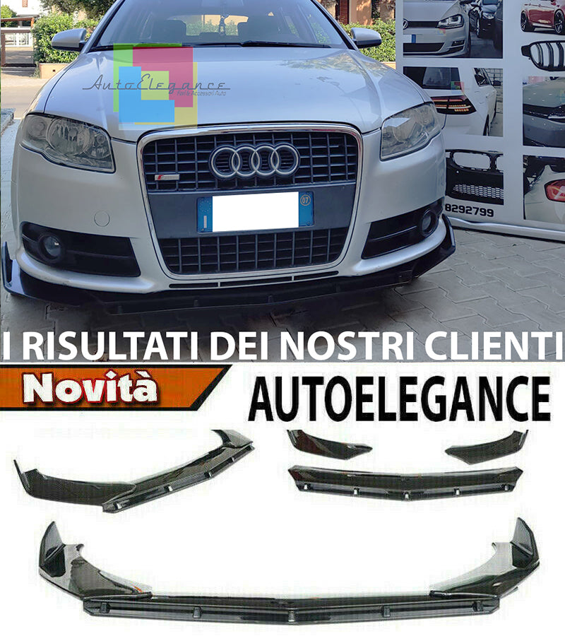 SPLITTER AUDI A4 B7 AVANT SEDAN 2004-2007 LIP GLOSSY BLACK UNDER BUMPER ABS
