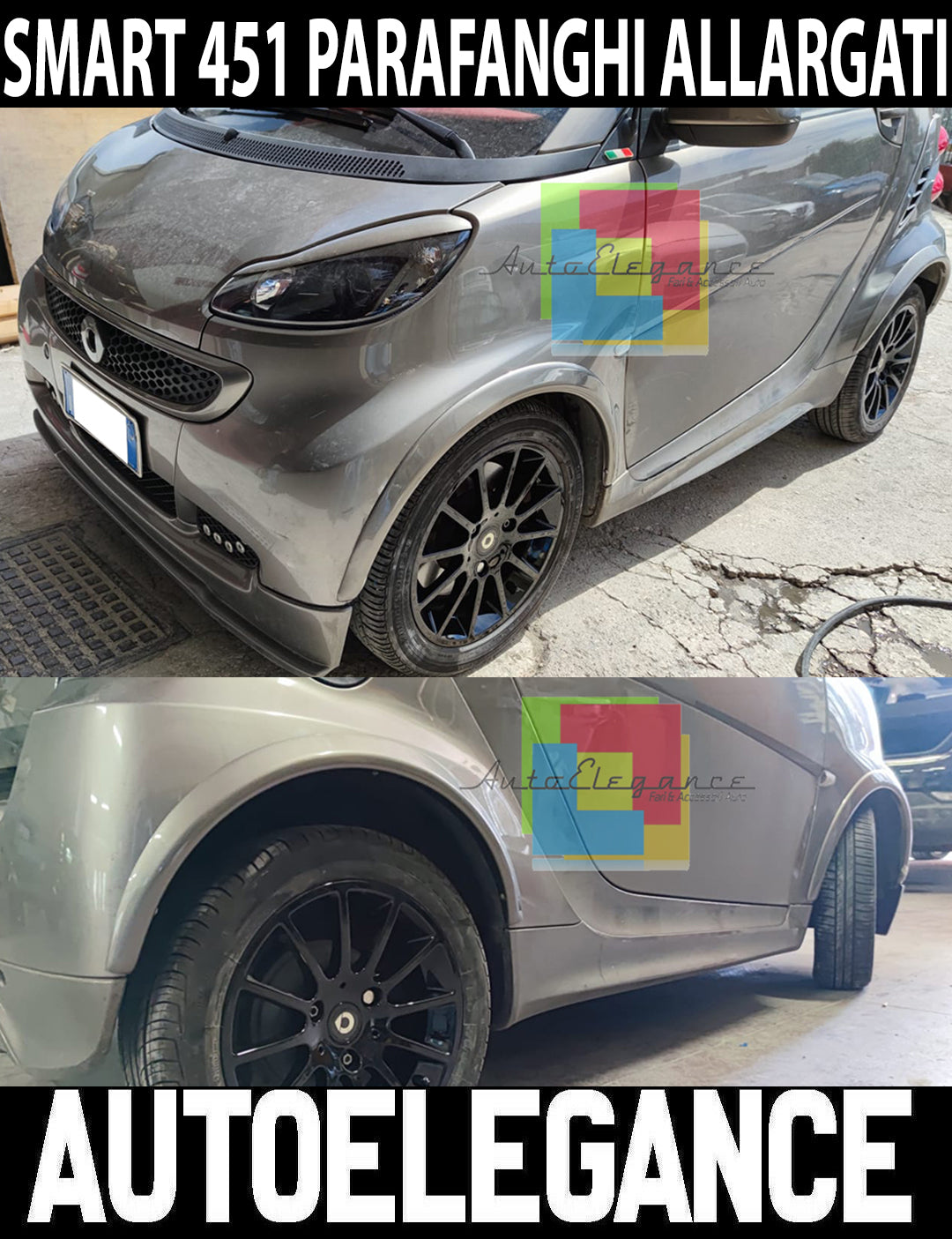 SMART FORTWO 451 SET 4 PIECES SPOILER MUDGUARDS WIDEENED IN ABS