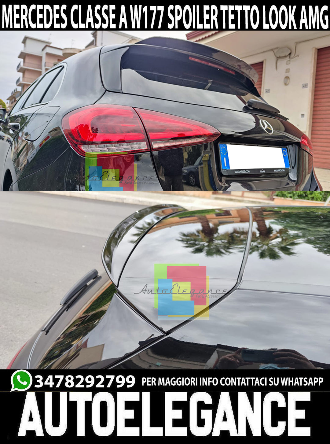 MERCEDES A-CLASS W177 AMG LOOK LOW WING GLOSS BLACK ABS ROOF SPOILER