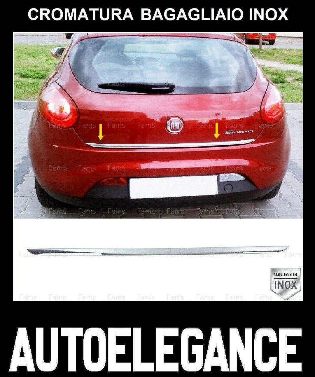 CROMATURA BAGAGLIAIO FIAT BRAVO 2006+ ACCIAIO INOX ADESIVO 0032 AUTOELEGANCERICAMBI