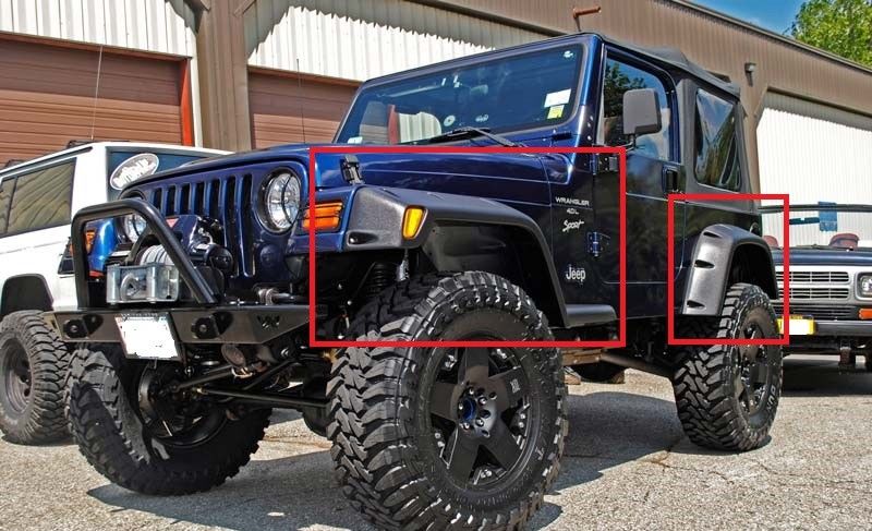 SET OF SIDE WHEEL ARCH FENDERS WIDENED JEEP WRANGLER TJ 1996-2006 -.