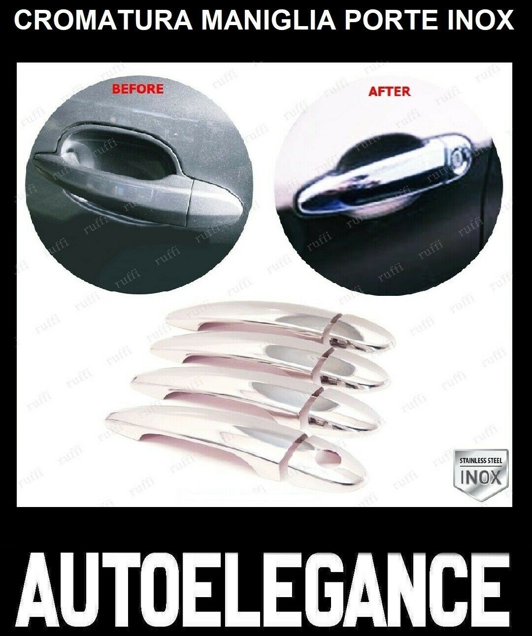 CROMATURA MANIGLIE PORTE BMW 5 E60 E61 2001-2010 ACCIAIO INOX ADESIVO 0032 AUTOELEGANCERICAMBI