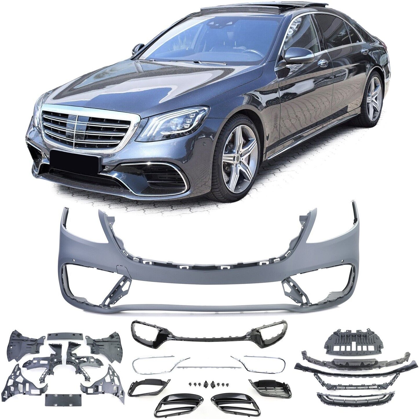 Paraurti Anteriore Sport Ottica 63 per Mercedes Classe S W222 Facelift 17-20