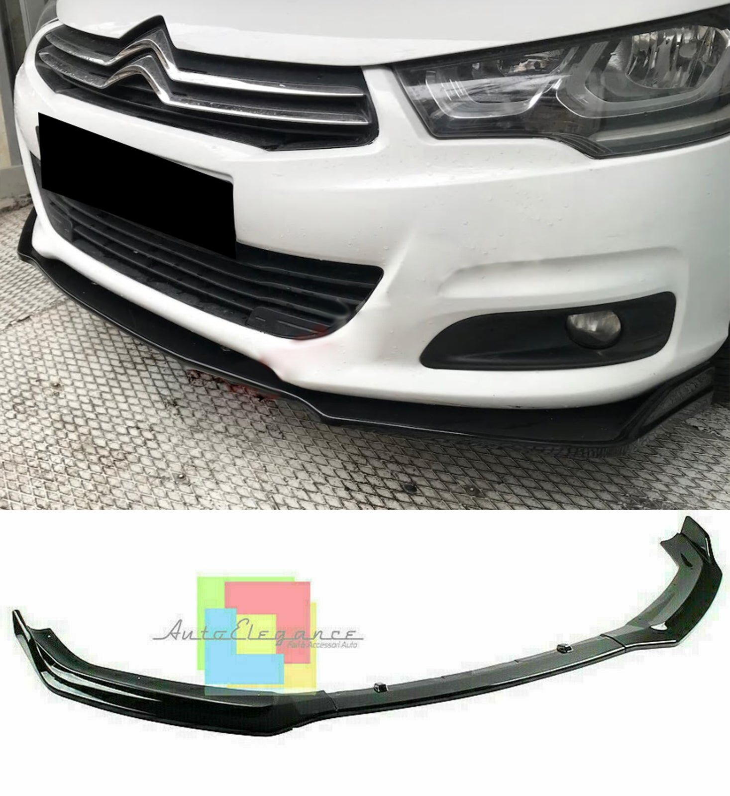 CITROEN C4 II LAMA SOTTO PARAURTI ANTERIORE IN ABS LOOK SPORTIVO NERO LUCIDO AUTOELEGANCERICAMBI