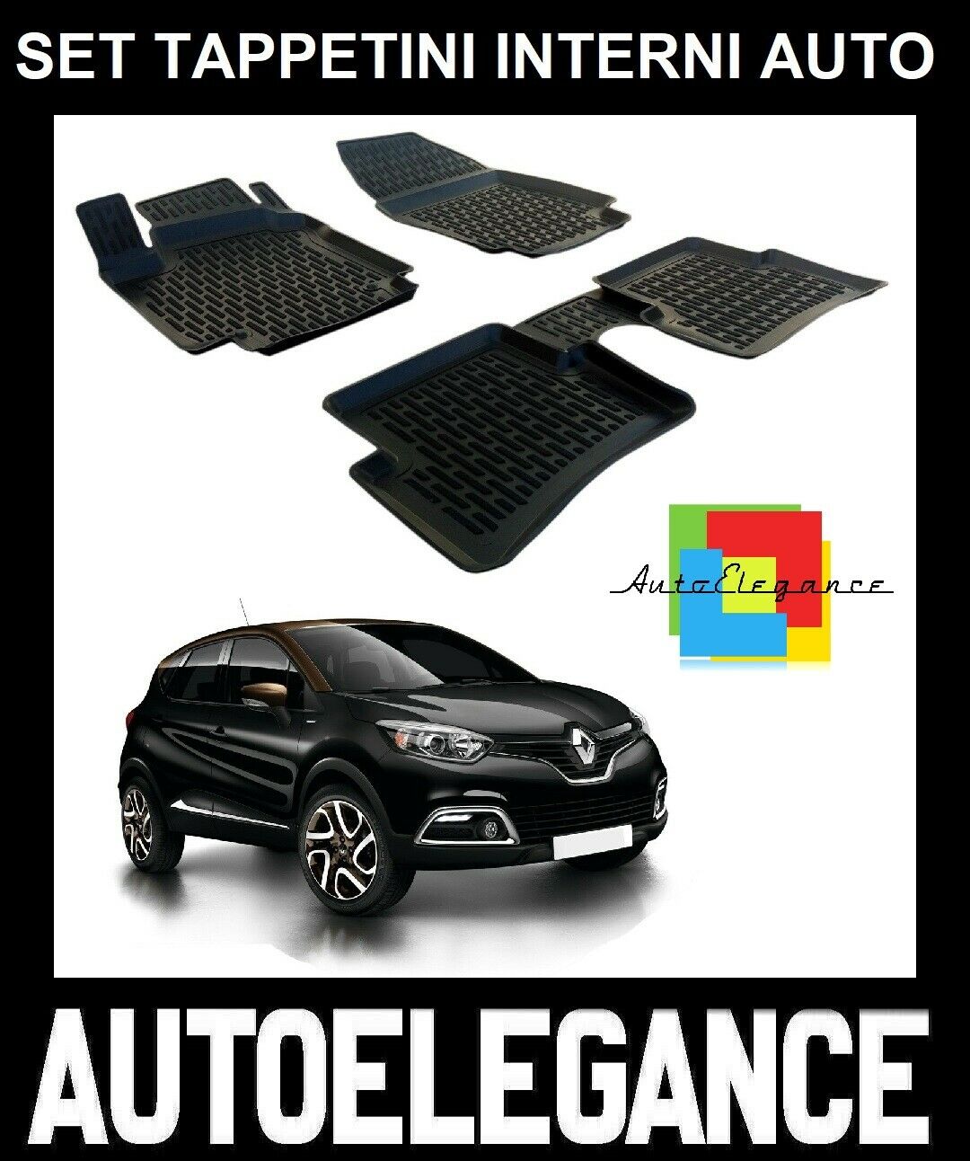 SET OF CUSTOM RUBBER CAR INTERIOR MATS FOR RENAULT CAPTUR 2013-2019 0032
