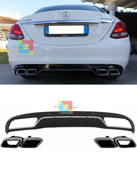 UNDER BUMPER MERCEDES C-CLASS W205 AMG REAR DIFFUSER + TIPPER