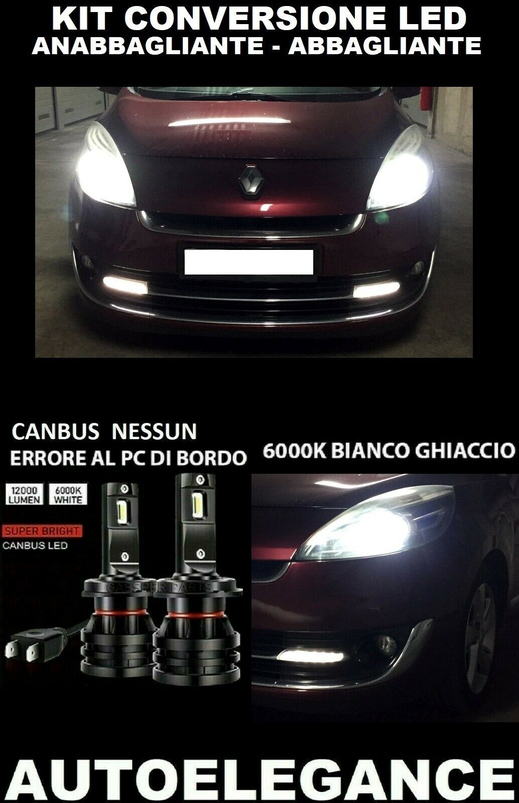 RENAULT SCENIC III KIT LOW BEAM HIGH BEAM LED 16.000LM CAMBUS 0032