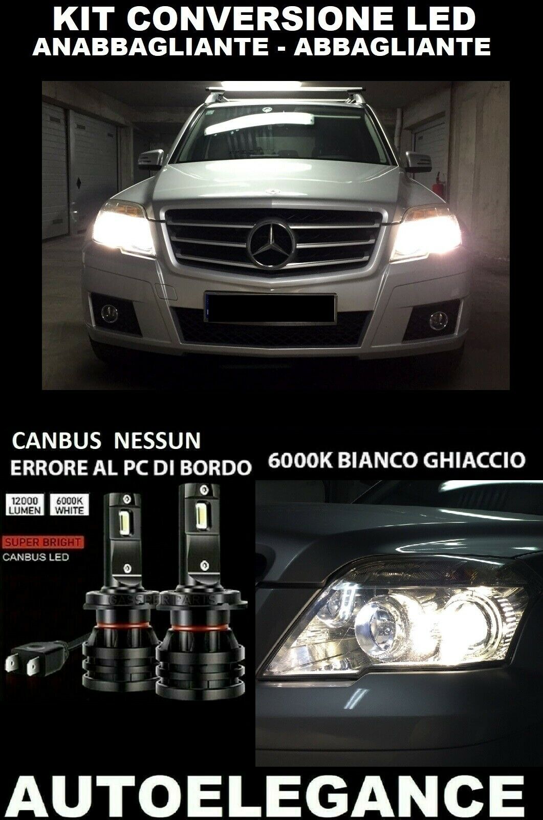MERCEDES GLK KIT LOW BEAM HIGH BEAM LED 16.000LM CAMBUS 0032