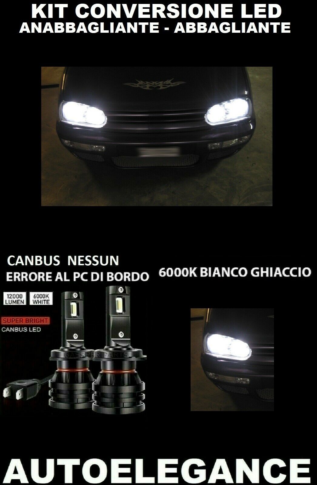 VW GOLF III LOW BEAM HIGH BEAM LED 16.000LM CAMBUS 0032