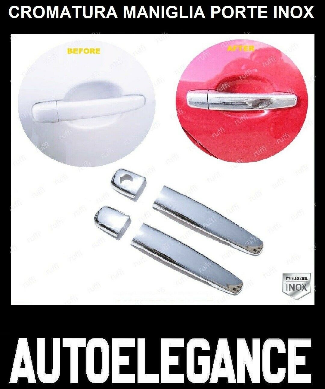 CROMATURA MANIGLIE 2 PORTE CITROEN C3 MK1 2002-2009 ACCIAIO INOX ADESIVO 0032 AUTOELEGANCERICAMBI