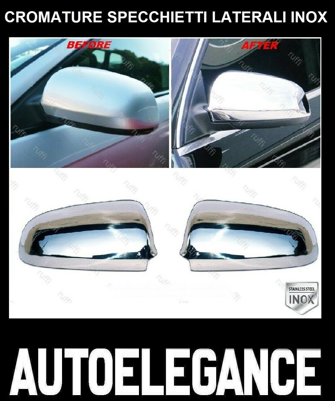 CROMATURA SPECCHIETTI LATERALI AUDI A3 S3 RS3 8P 2003-2008 INOX ADESIVO 0032 AUTOELEGANCERICAMBI