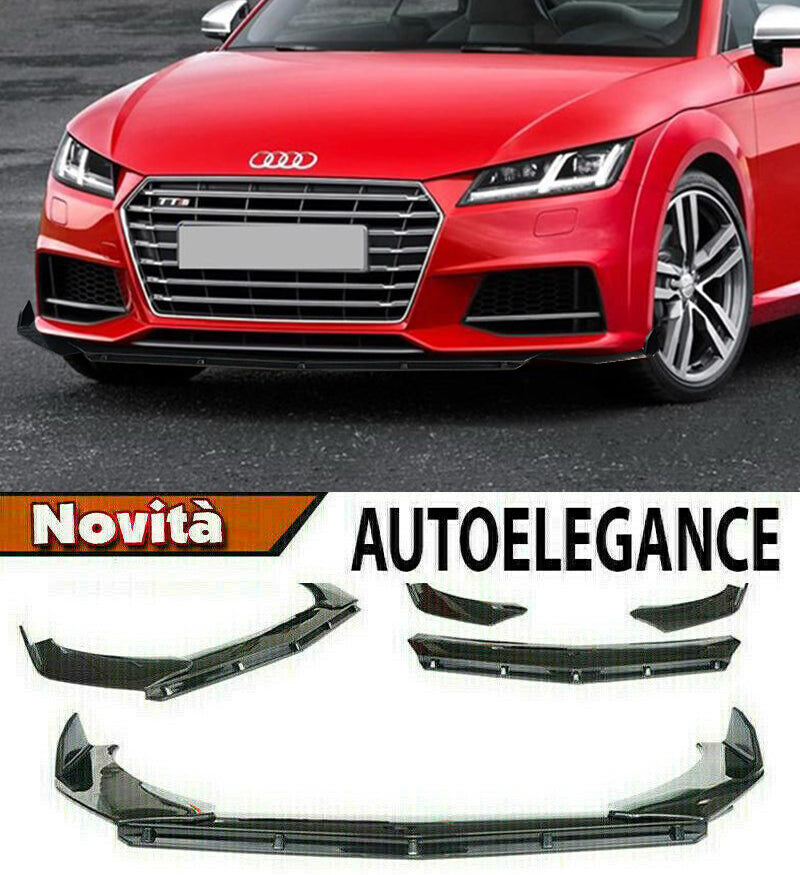 AUDI TT FV 2015+ SPLITTER SOTTO PARAURTI ANTERIORE NERO LUCIDO LOOK RS AUTOELEGANCERICAMBI