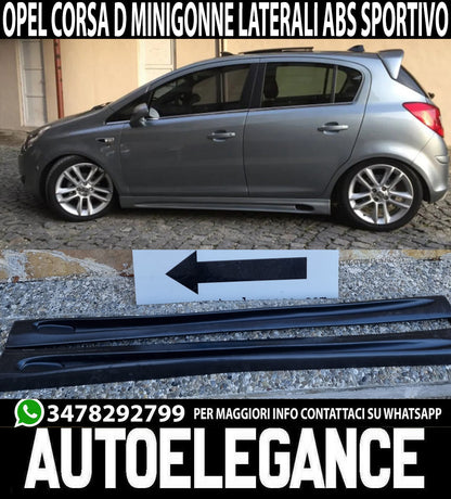 MINIGONNE LATERALI OPEL CORSA D 5 PORTE 2006-2014 LOOK SPORTIVO SOTTO PORTA ABS