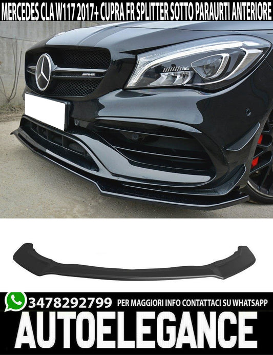 BLADE FOR MERCEDES CLA W117 2017+ UNDER FRONT BUMPER GLOSSY BLACK SPLITTER