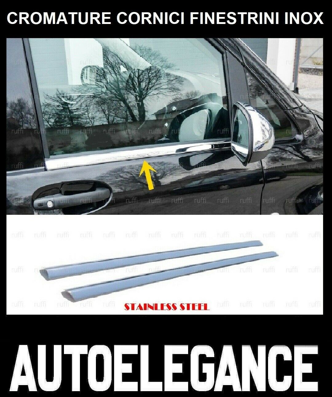 CROMATURA CORNICI FINESTRINI 2PZ MERCEDES VITO W447 2014+ INOX ADESIVO 0032 AUTOELEGANCERICAMBI