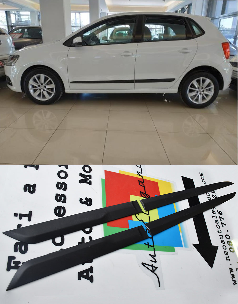 VW POLO 6R 3M ADHESIVE DOOR PROTECTION IN ABS 4 PIECES DOOR CURVES