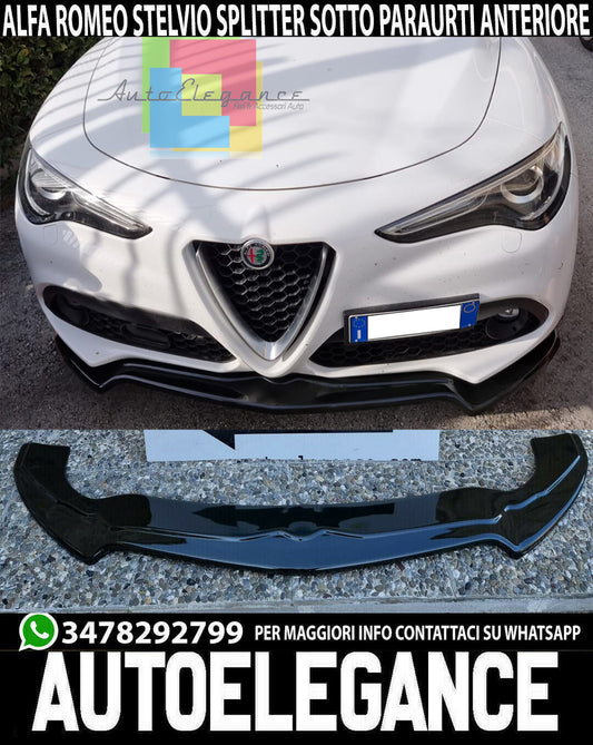 ALFA ROMEO STELVIO SPLITTER SOTTO PARAURTI ANTERIORE ABS NERO LUCIDO 0233 AUTOELEGANCERICAMBI