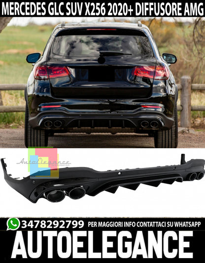 MERCEDES GLC X253 SUV 2020+ ABS REAR DIFFUSER &amp; BLACK STAINLESS STEEL TIPPER AMG