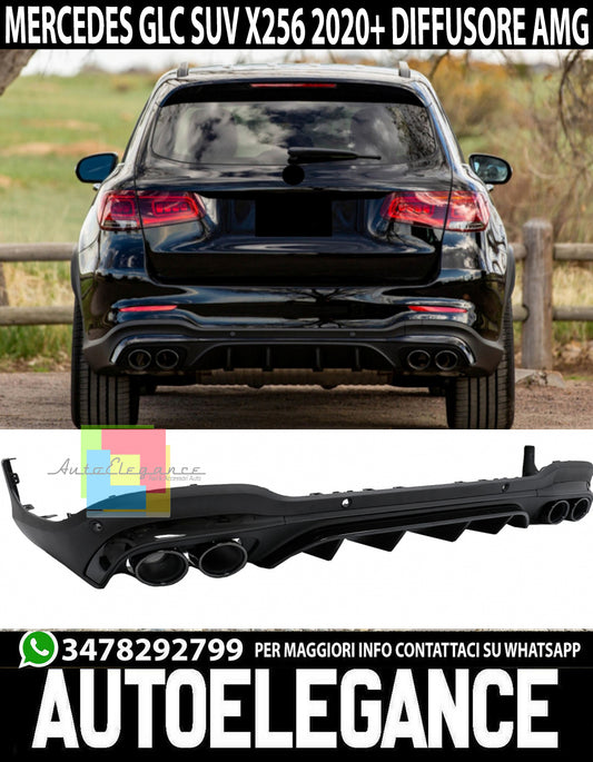 MERCEDES GLC X253 SUV 2020+ ABS REAR DIFFUSER &amp; BLACK STAINLESS STEEL TIPPER AMG