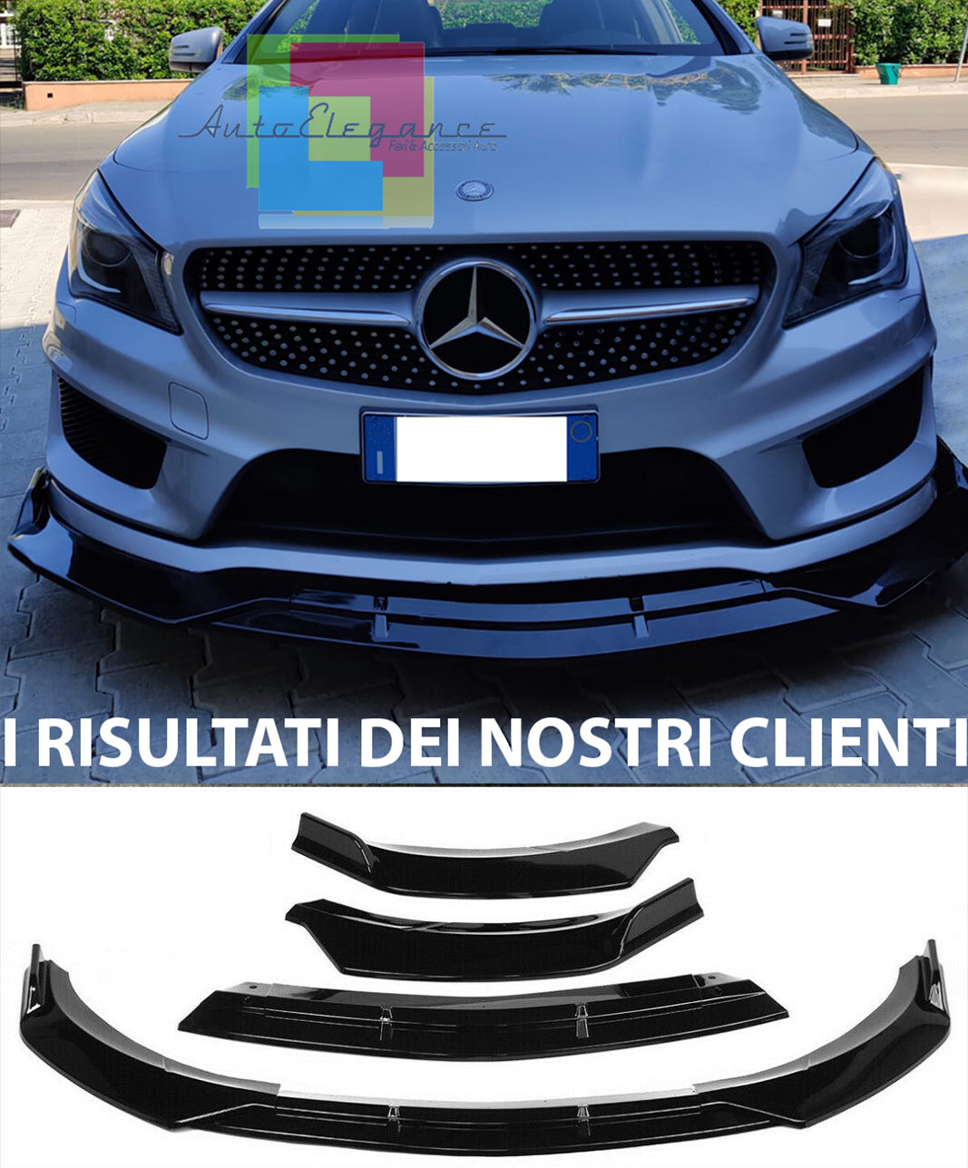 MERCEDES CLA W117 AMG FRONT BUMPER SPLITTER GLOSSY BLACK