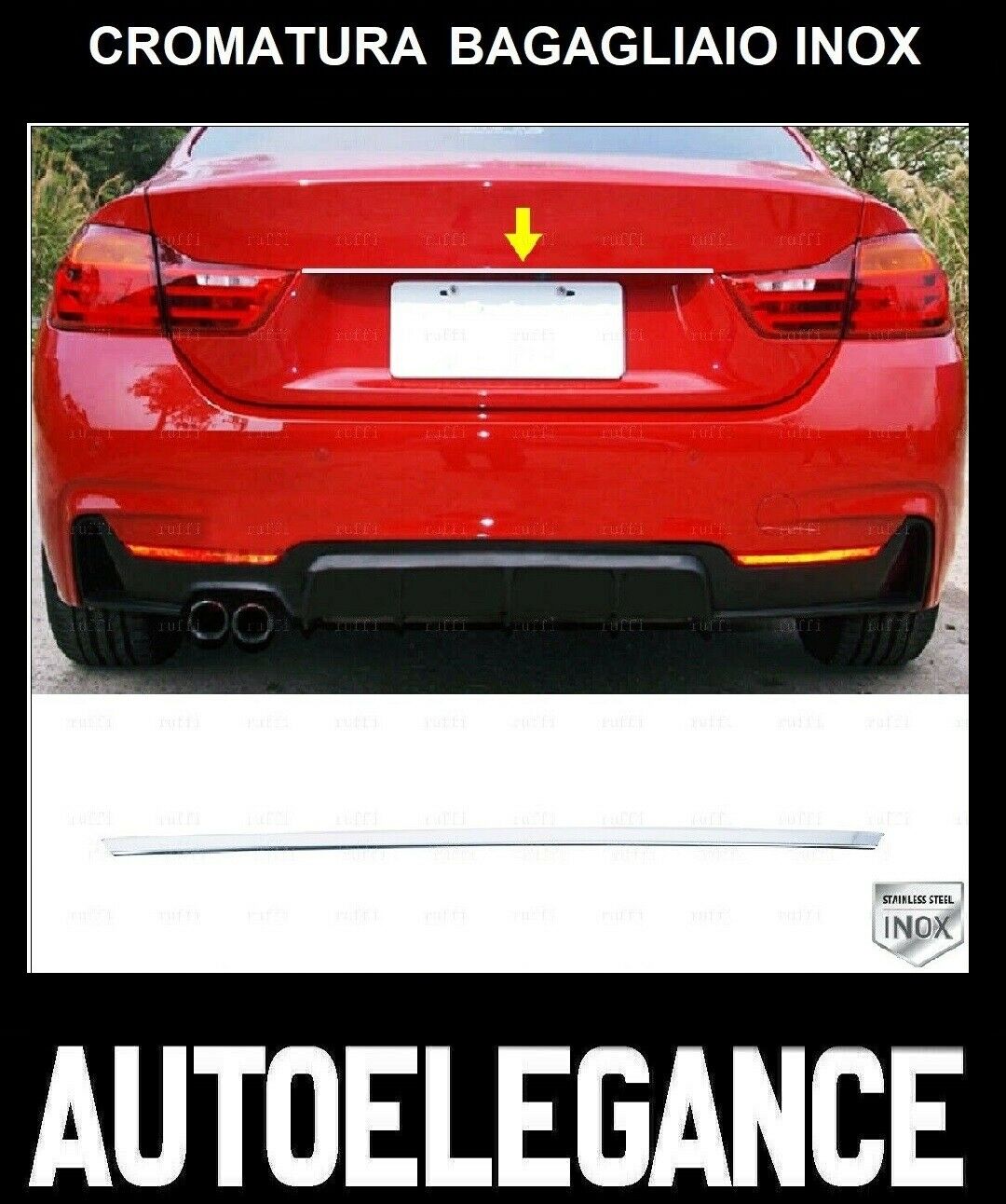 CROMATURA BAGAGLIAIO BMW SERIE 4 F32 F33 F36 2013+ ACCIAIO INOX ADESIVO 0032 AUTOELEGANCERICAMBI