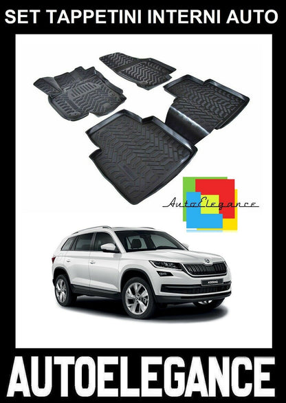 SET OF CUSTOM RUBBER CAR INTERIOR MATS SKODA KODIAQ 2015+ -AT-