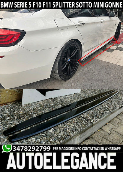 FLAPS SOTTO MINIGONNE LATERALI BMW SERIE 5 F10 F11 ABS NERO LUCIDO 0114