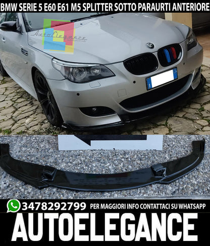 UNDER BUMPER FOR BMW 5 SERIES E60 E61 M5 FRONT SPLITTER ABS GLOSS BLACK