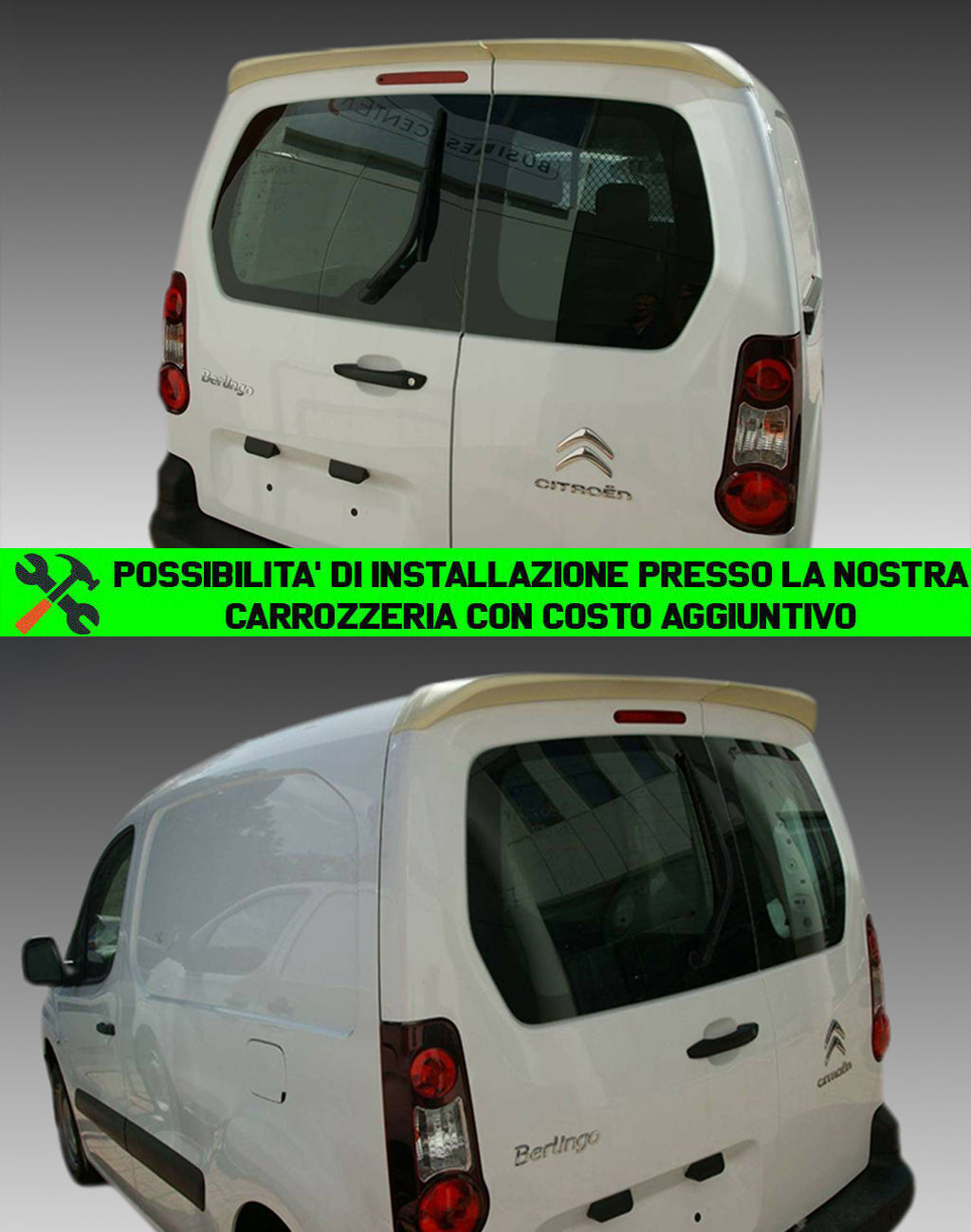 CITROEN BERLINGO II 2008-2018 2 PORTE SPOILER POSTERIORE SUL TETTO ABS AUTOELEGANCERICAMBI